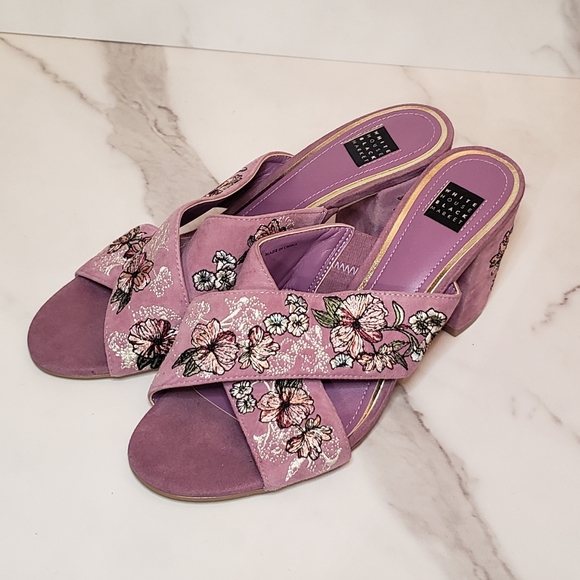 White House Black Market Shoes - WHBM Zuri Embroidered Floral Mule size 8